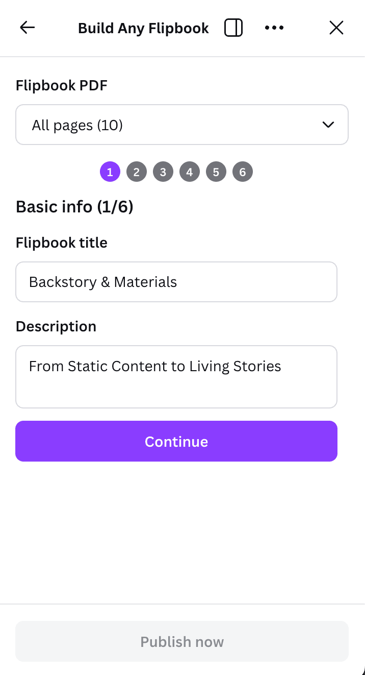 Step 1: Enter flipbook title and description